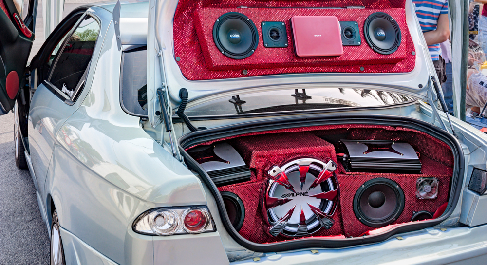 Speakers in the trunk of a car