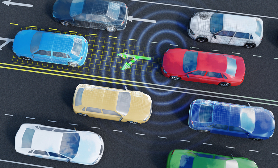Self-driving cars in traffic